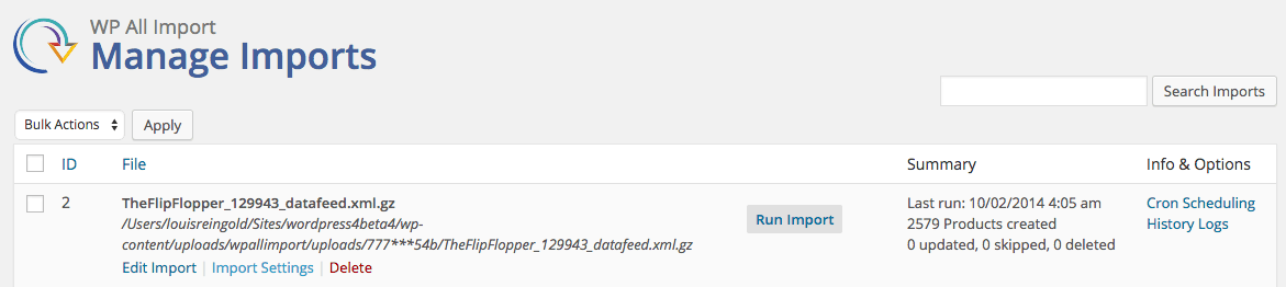 Re-Run An Existing Import Process - WP All Import