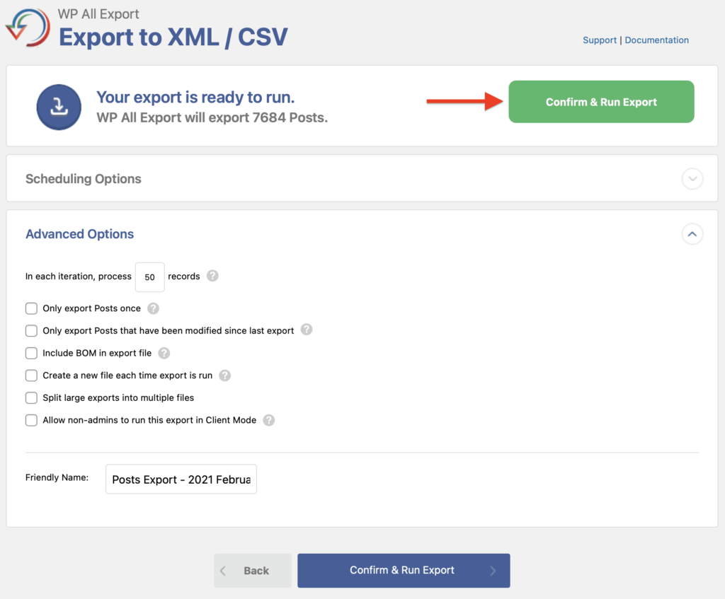 Run your WordPress CSV/XML export.