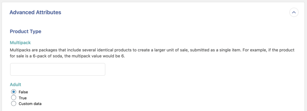Google Merchant Center Advanced Attributes Product Type