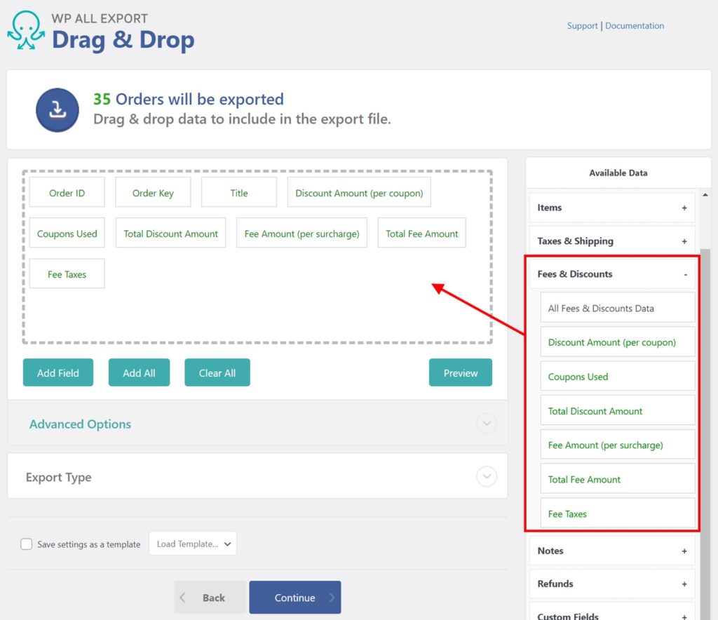 Export WooCommerce Orders Fees and Discounts