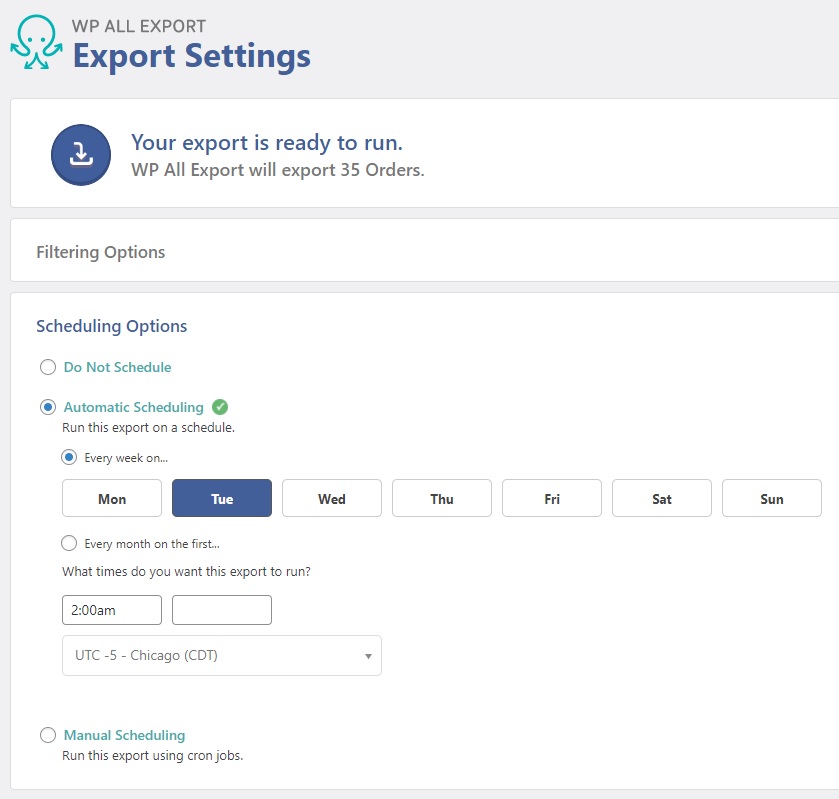 WooCommerce Export Orders Scheduling Options