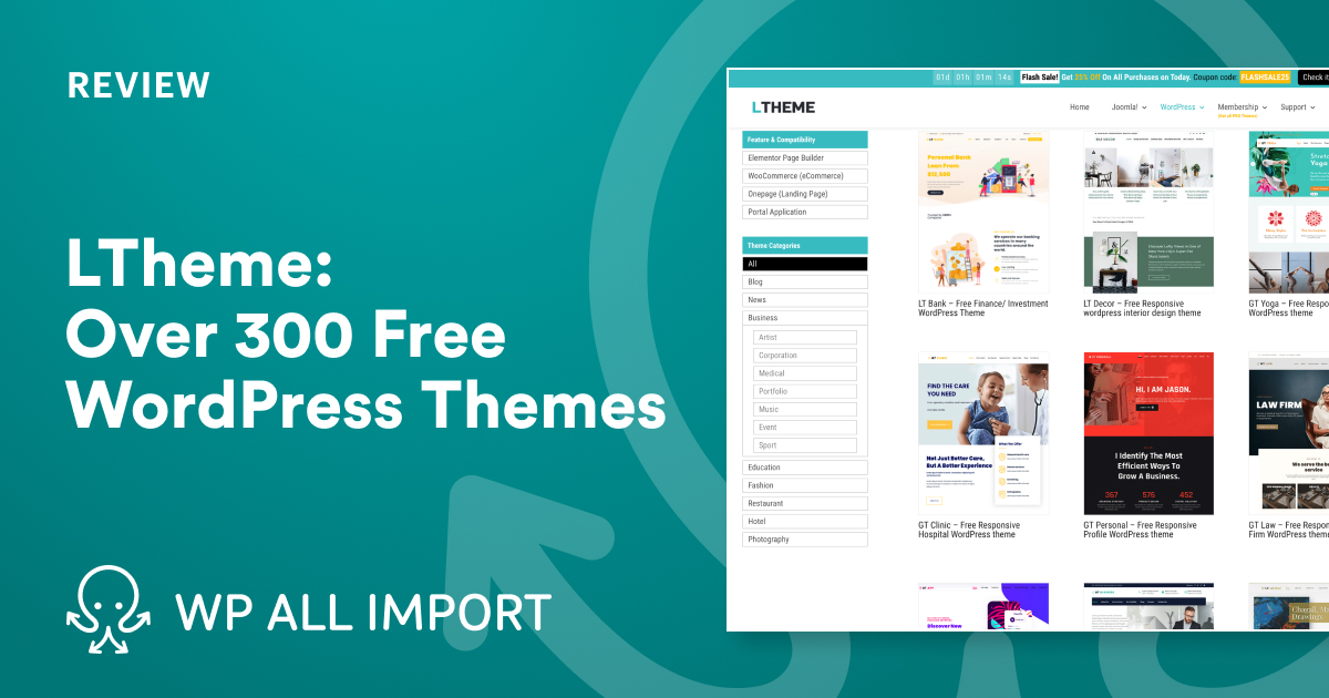 LTheme: 300+ Free Responsive WordPress Themes - WP All Import