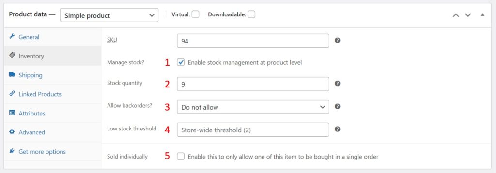 WooCommerce Product Inventory Settings 3
