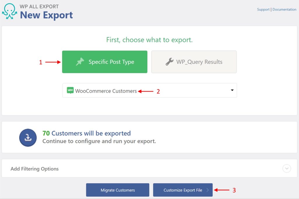 Export WooCommerce Customers New Export