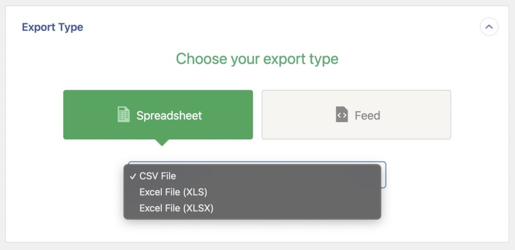 Export WordPress Select Export Type
