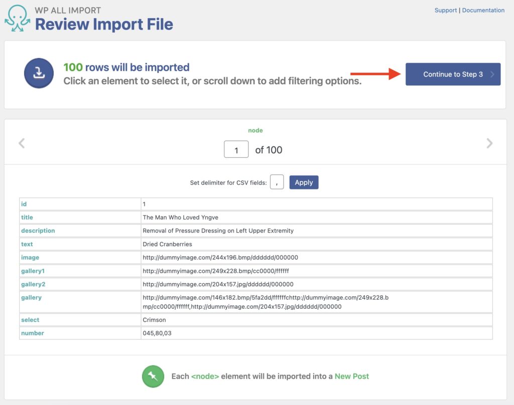 Import Advanced Custom Fields Review Import File