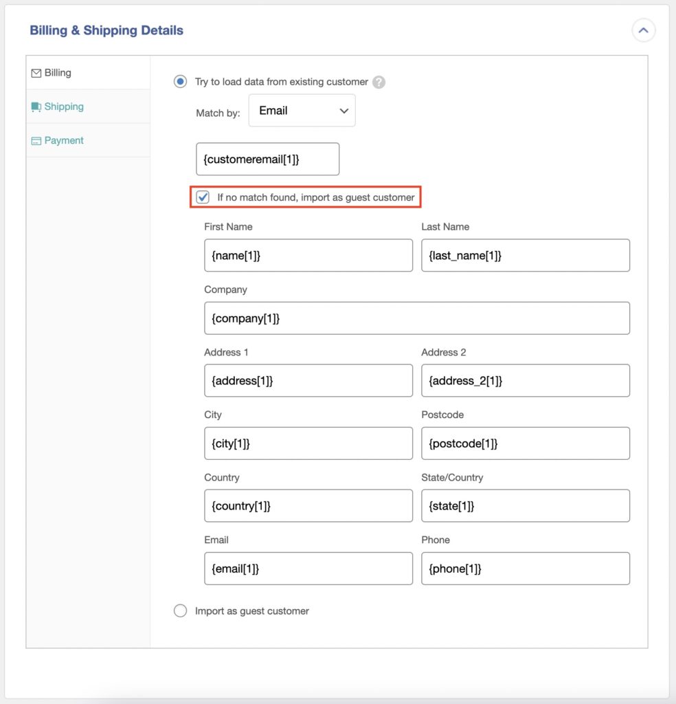 Import WooCommerce Orders Import as Guest Customer