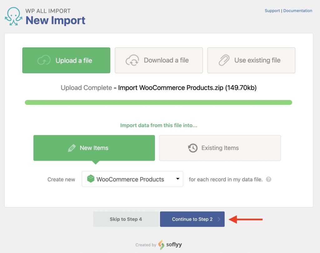 Import WooCommerce Products Create New Import