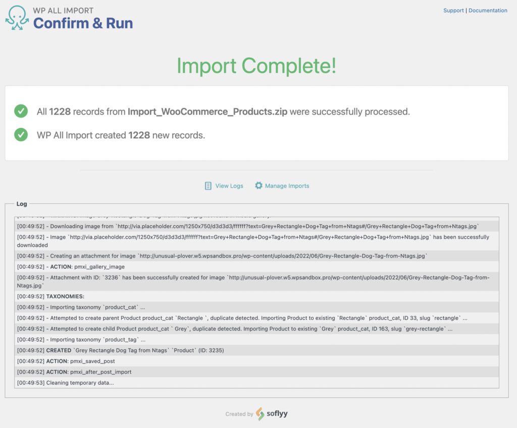 Import WooCommerce Products Import Complete