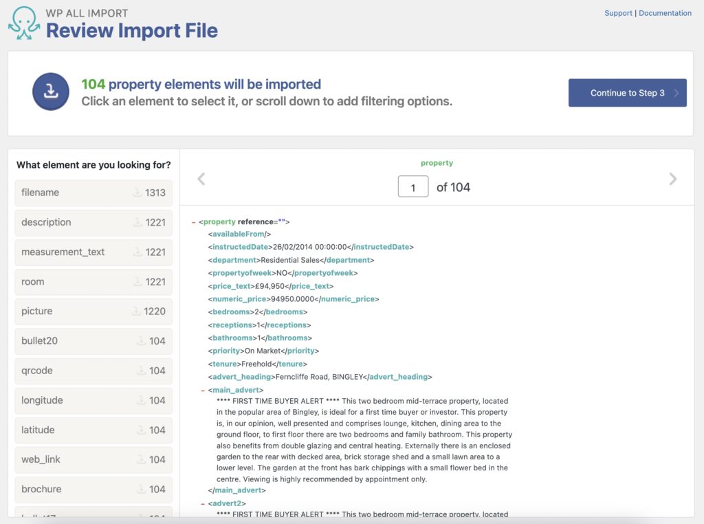WordPress Import - Review Import File