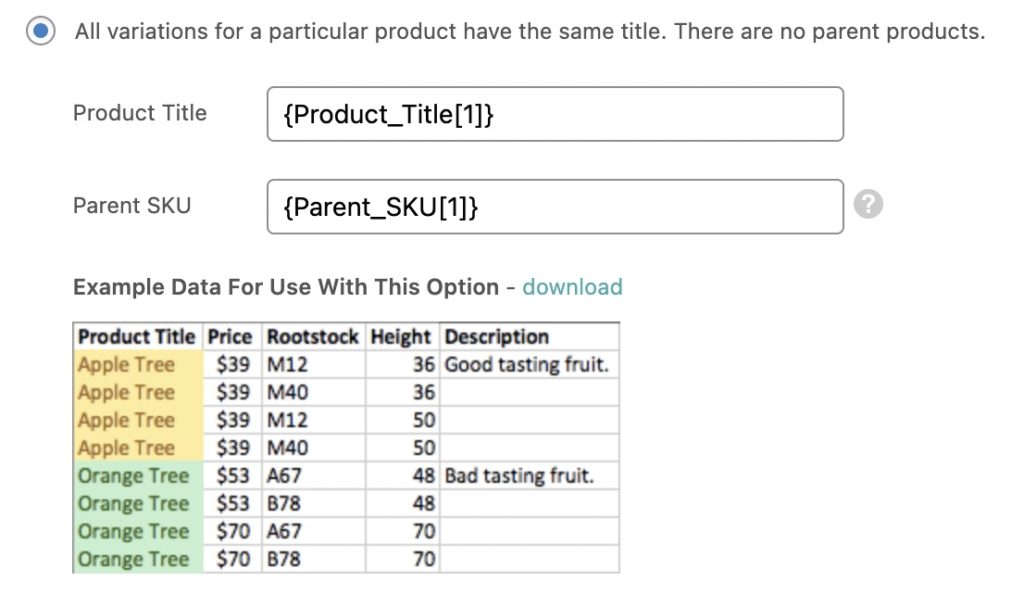 Import Variable Products Match Variations by Title No Parent