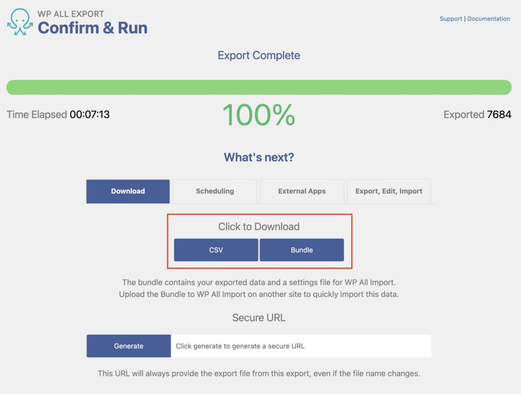 Confirm and Run Screen