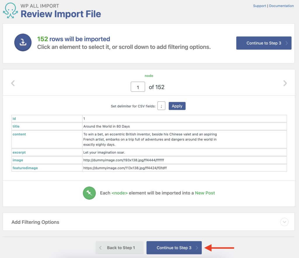 Import WordPress Posts with Images Review File