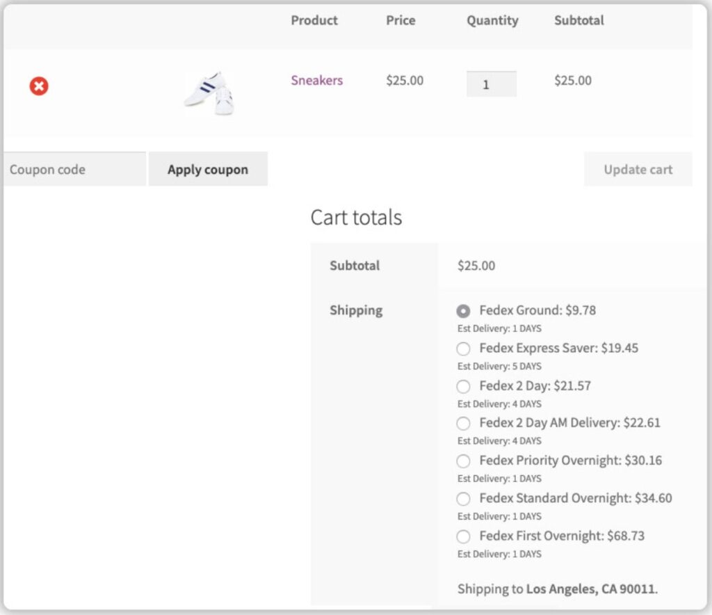 WooCommerce Shipping Rates for Cart Page