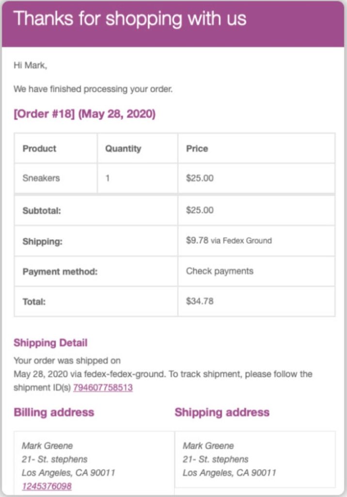 WooCommerce Shipping Services Customer Shipment Tracking