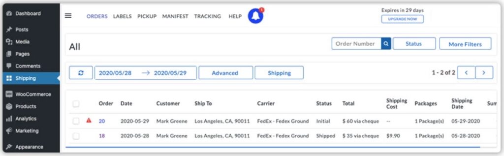 WooCommerce Shipping Services Orders Dashboard Warnings