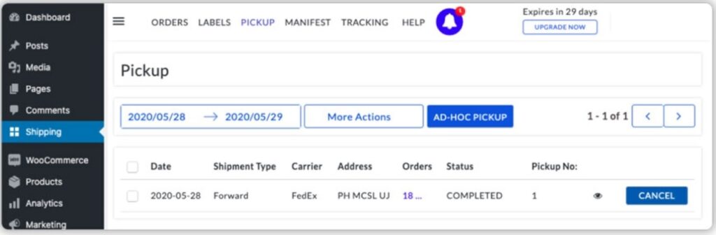 WooCommerce Shipping Services Pickup Tab