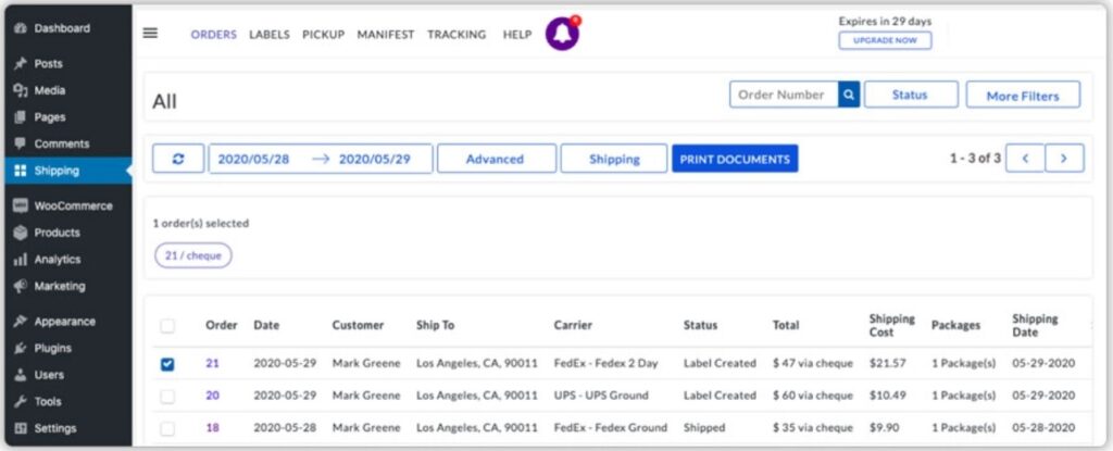 WooCommerce Shipping Services Print Documents