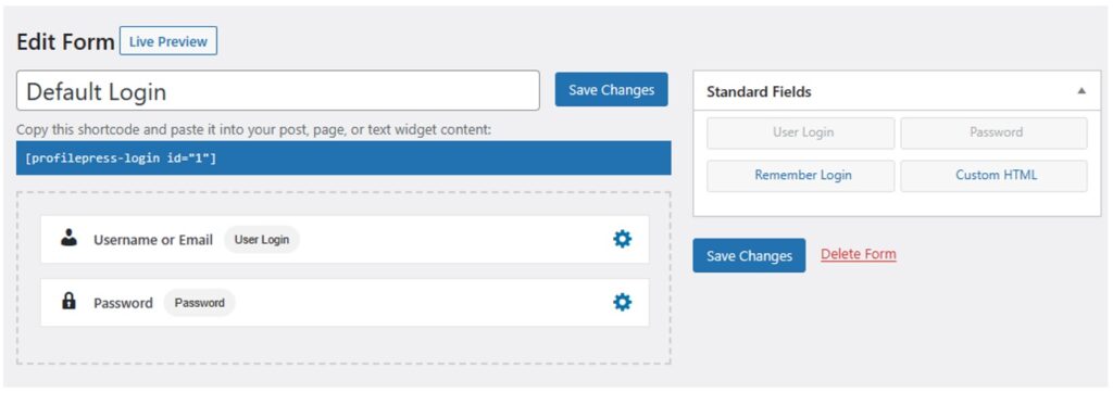 Custom WordPress Registration Edit Login Form 3