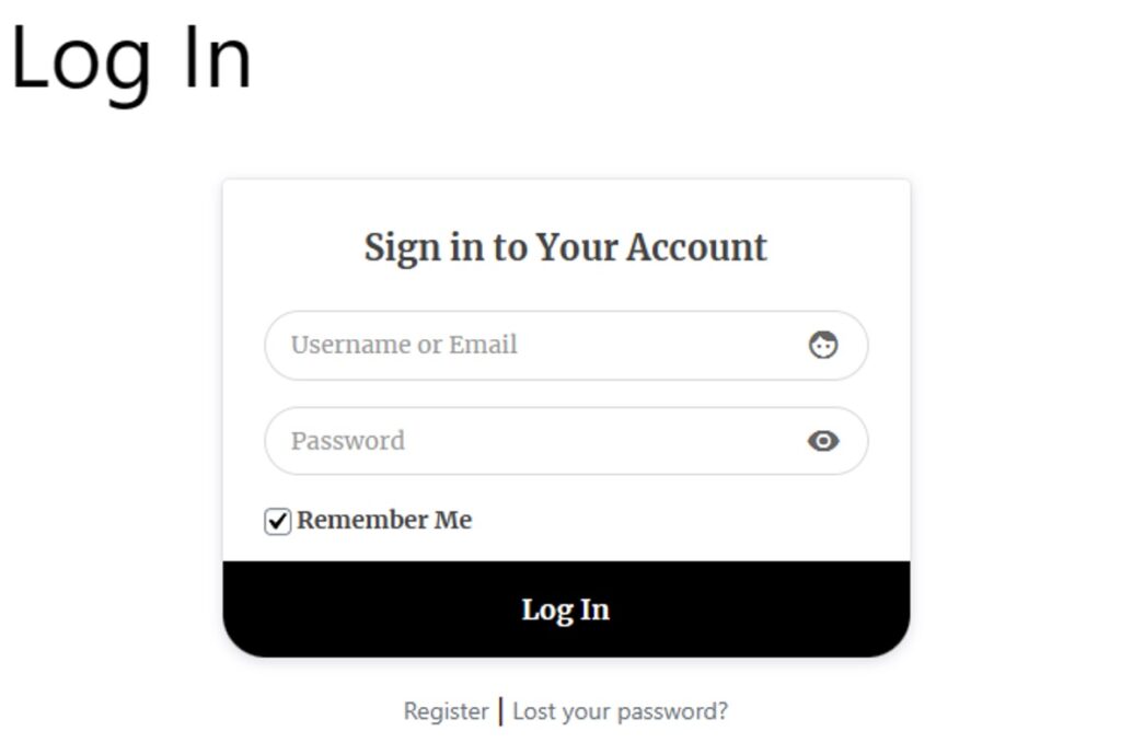 Custom WordPress Registration Edit Login Form Preview