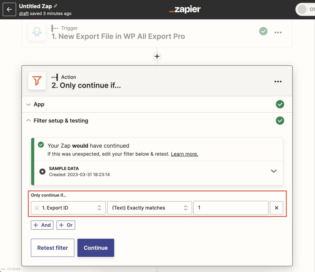 Zapier WordPress Filter Correct Export ID