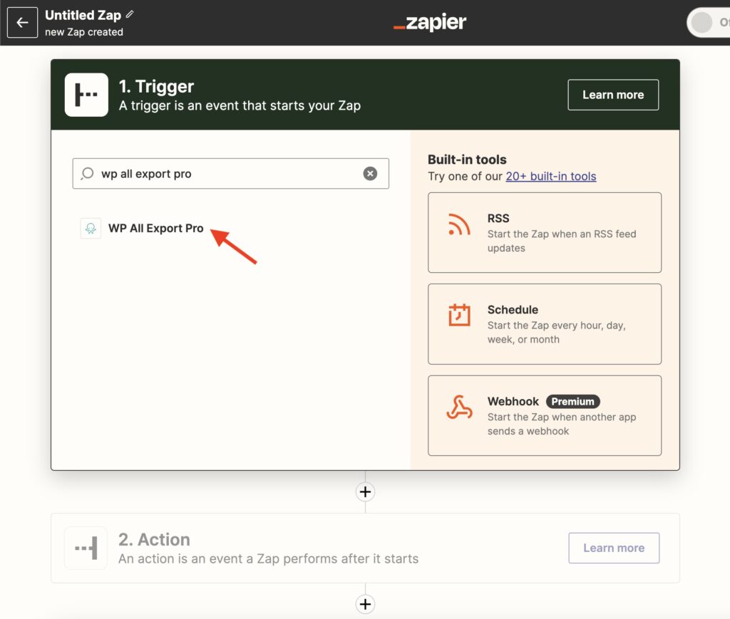 Zapier WordPress Select Trigger App