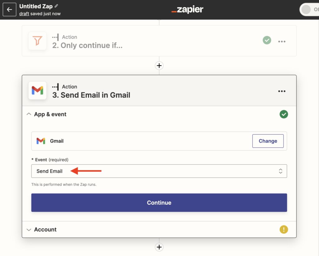 Zapier WordPress Send Email in Gmail