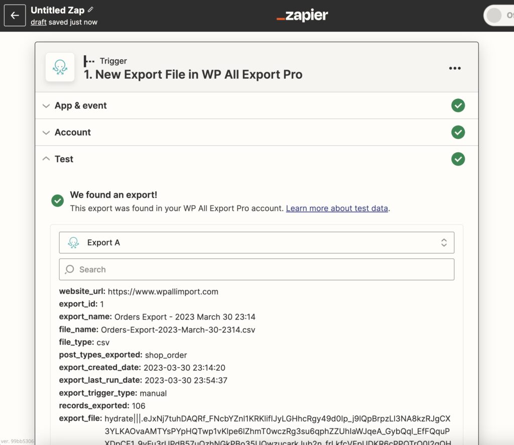 Zapier WordPress Test The Trigger
