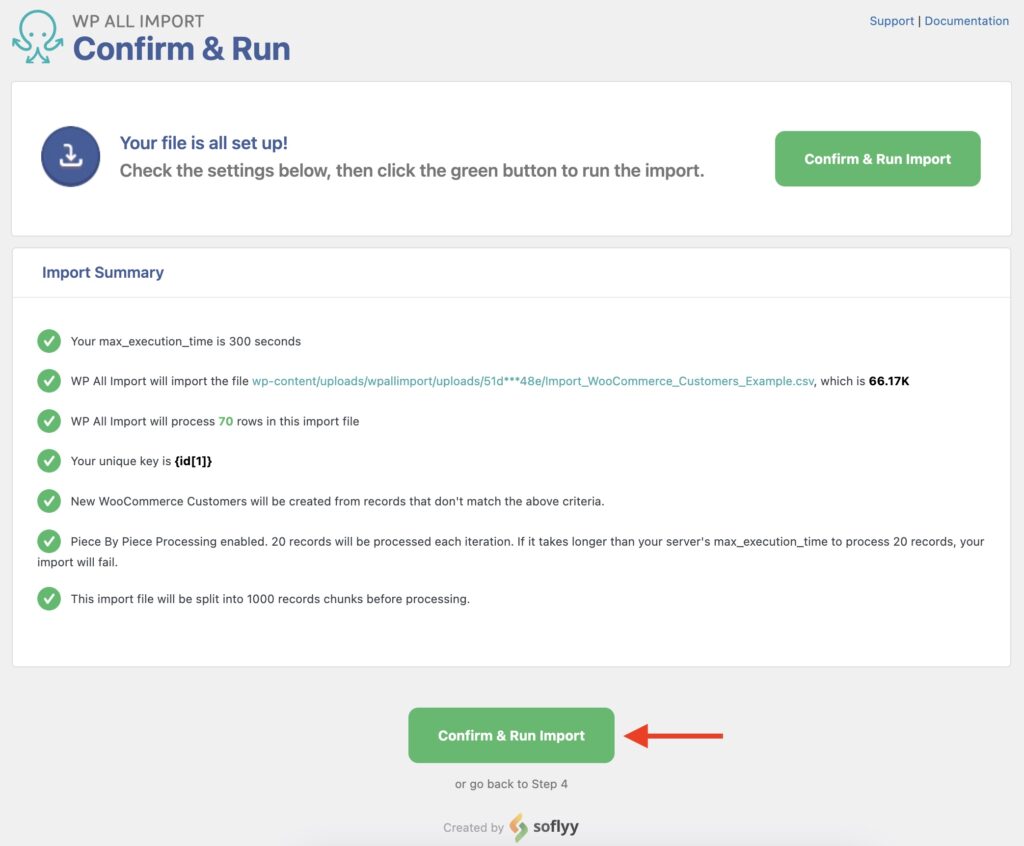 Import WooCommerce Data Confirm and Run Import