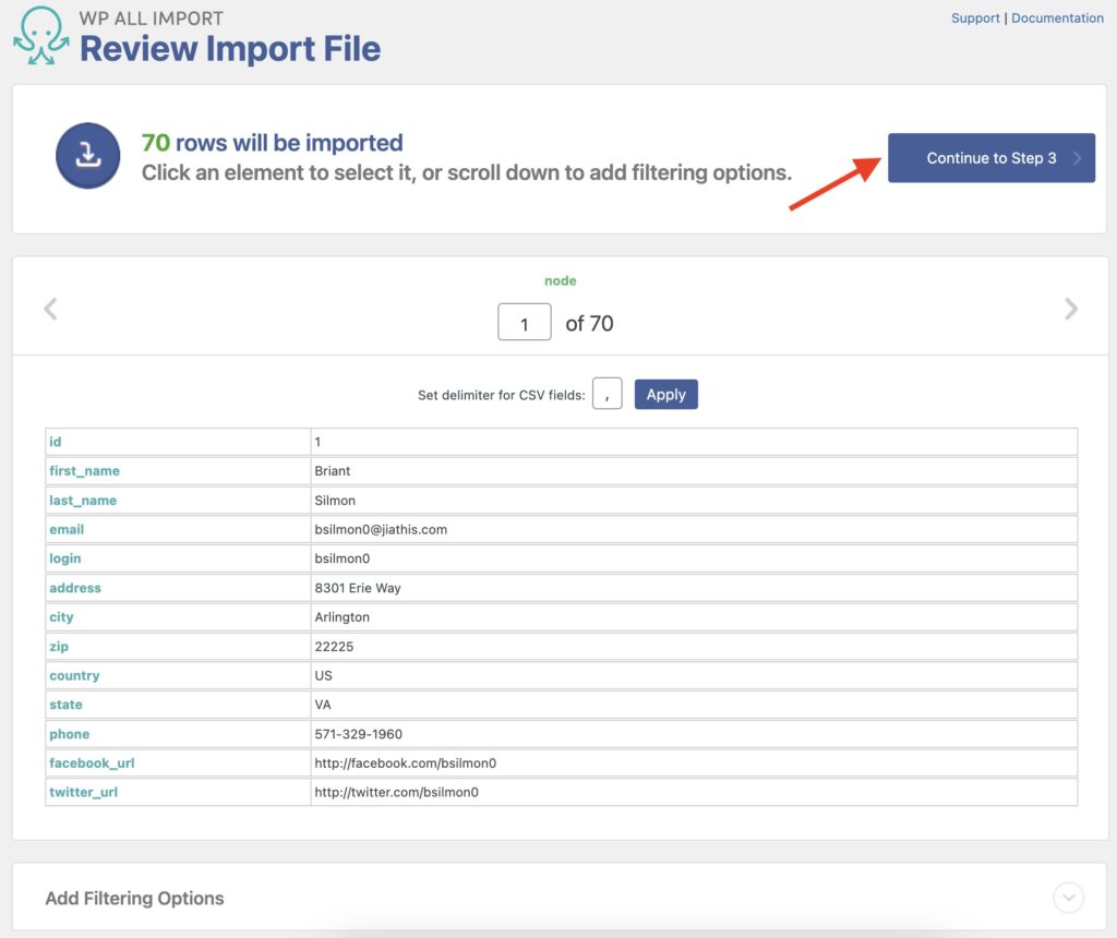 Import WooCommerce Data Review Import File