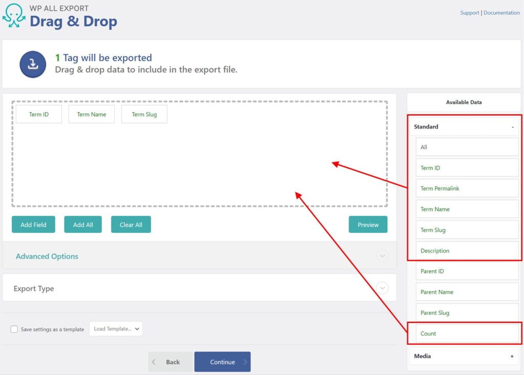 Export WooCommerce Product Tags Select Columns