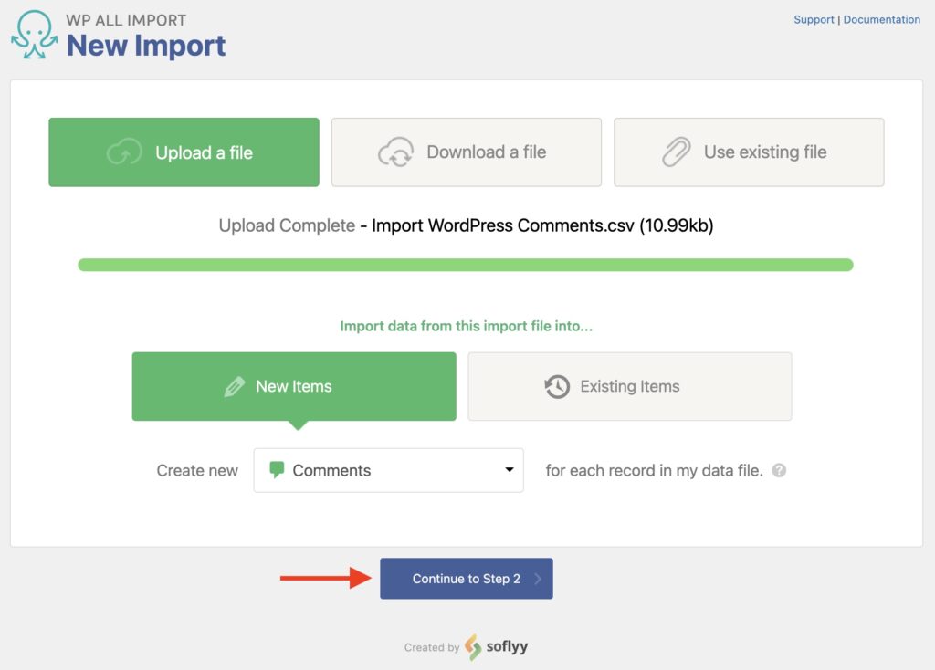 Import WordPress Comments New Import