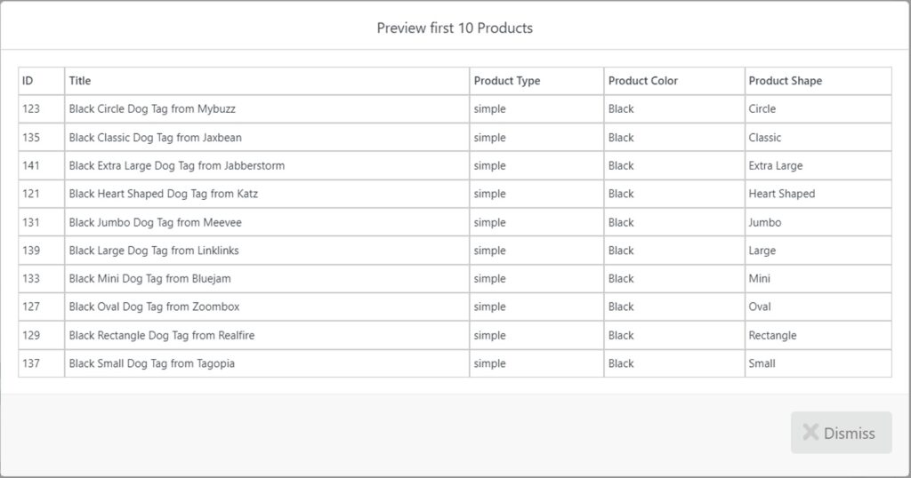 WooCommerce Product Attributes List Preview