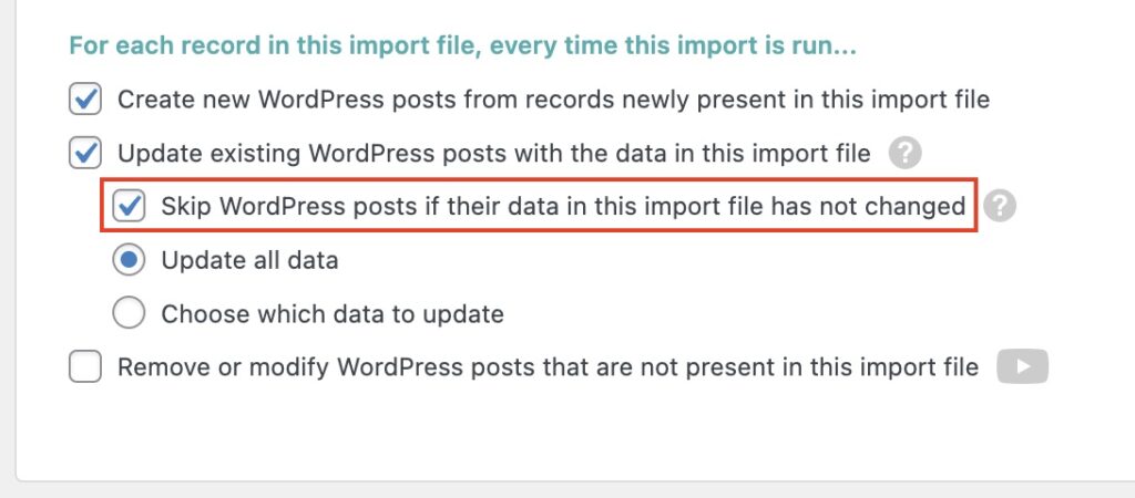 Skip posts if their data in your file hasnt changed