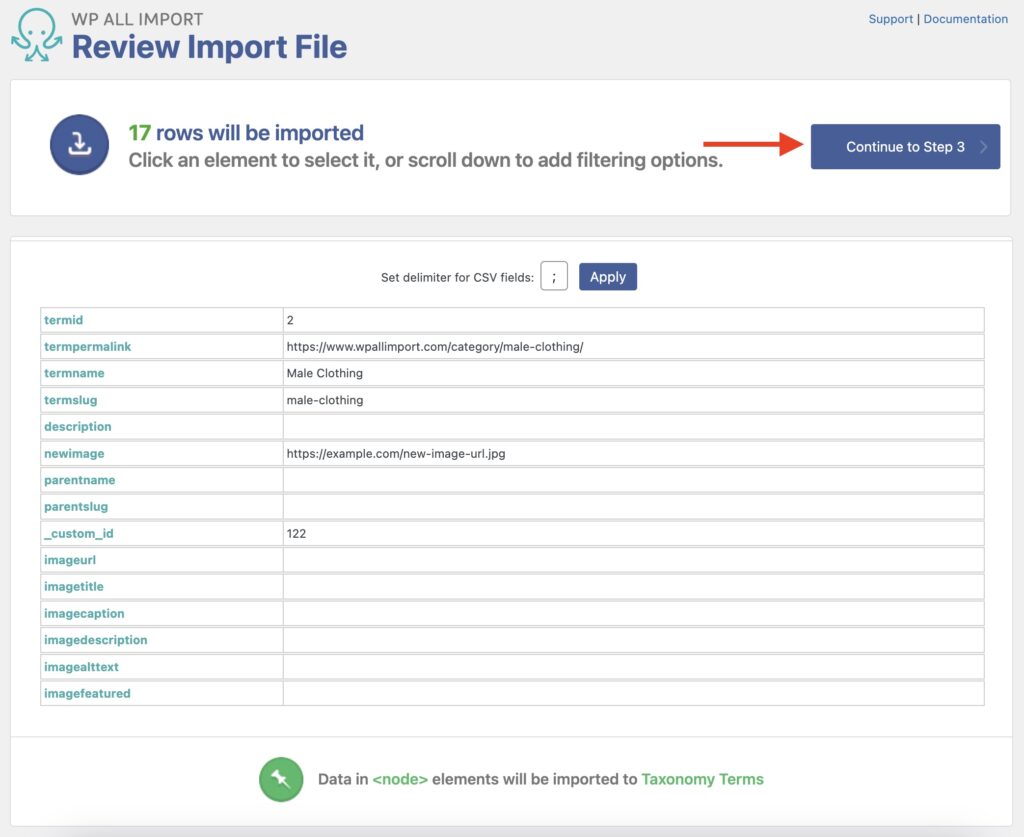 Taxonomy Meta and Images Review Import File