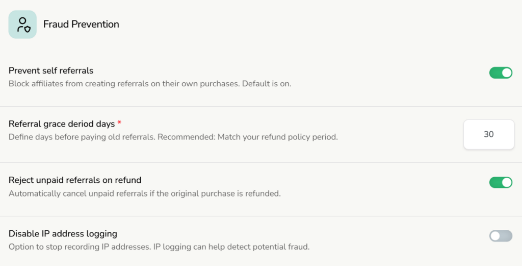 fraud prevention features in Solid Affiliate