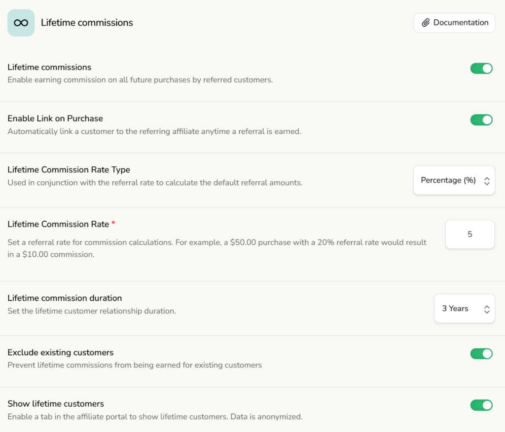 lifetime commission in Solid Affiliate