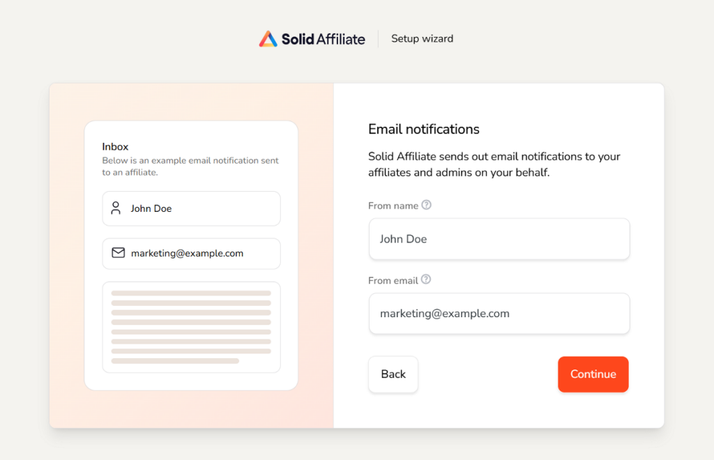 solid affiliate setup email notification