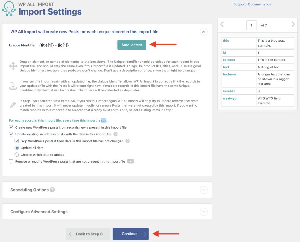 Import JetEngine Text Fields Import Settings