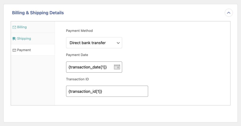 Import WooCommerce Orders Input Payment Details