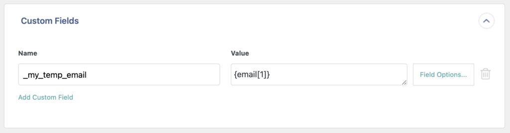 User Same Email Custom Fields Temp