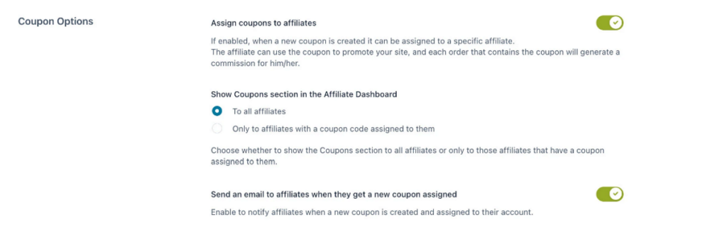 YITH coupon settings