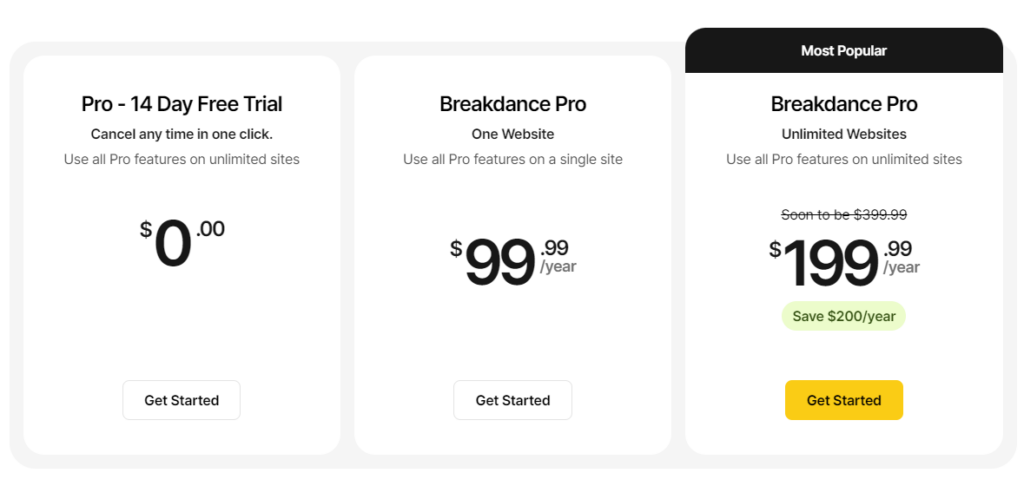 WordPress Page Builders - Breakdance Pricing
