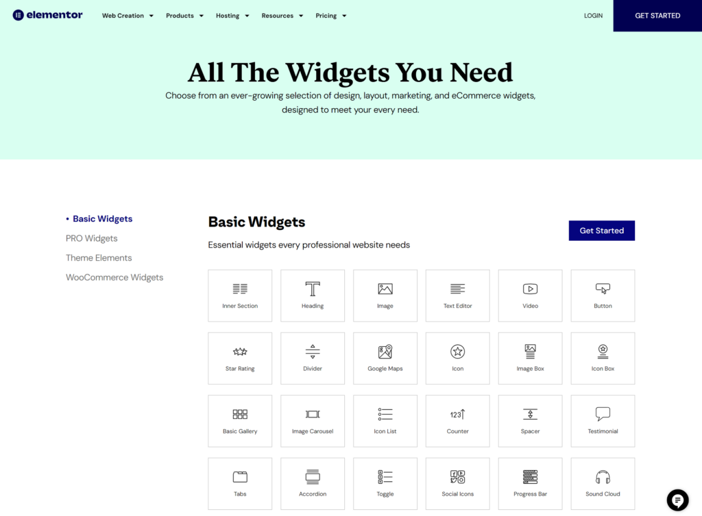 Elementor Website Builder - Widgets
