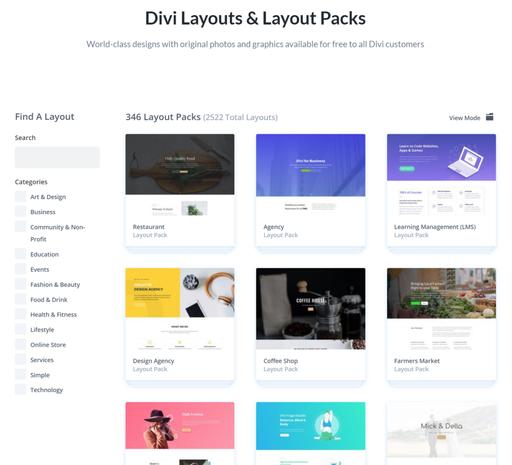 Divi Builder - Layouts and Layout Packs