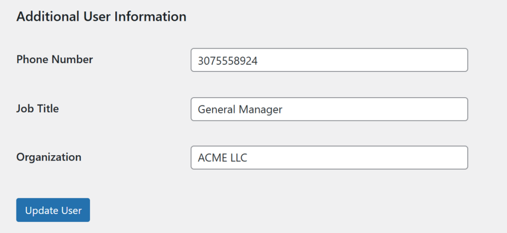 Additional User Information