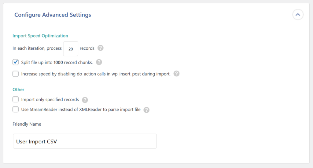 Configure Advanced Settings Importing Users