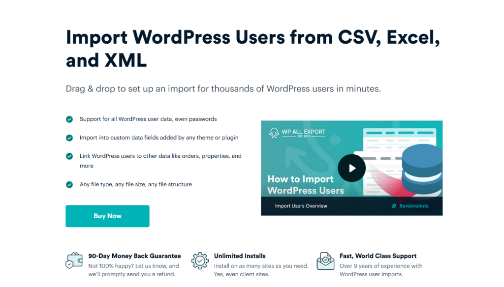 Import WordPress Users from CSV, Excel and XML