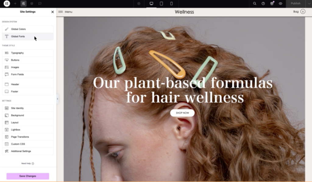 Elementor Global styling