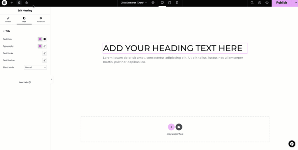 Elementor styling option